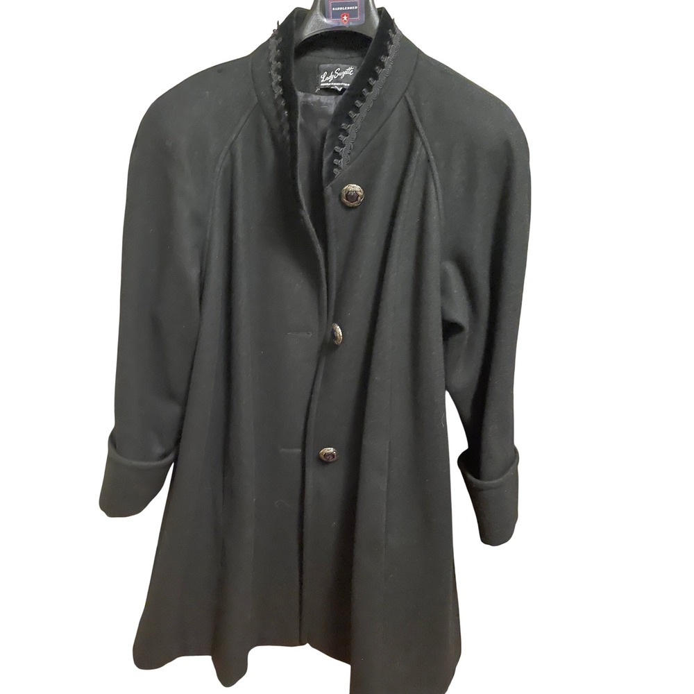 Vintage‎ Lady Suzette Black Wool Blend A Line Heavy Coat (2x-3x) Dressy Collar